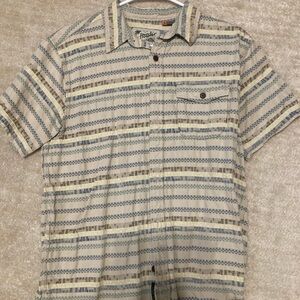 Howler Brothers Men's Casual Striped Shirt - Beige and Blue